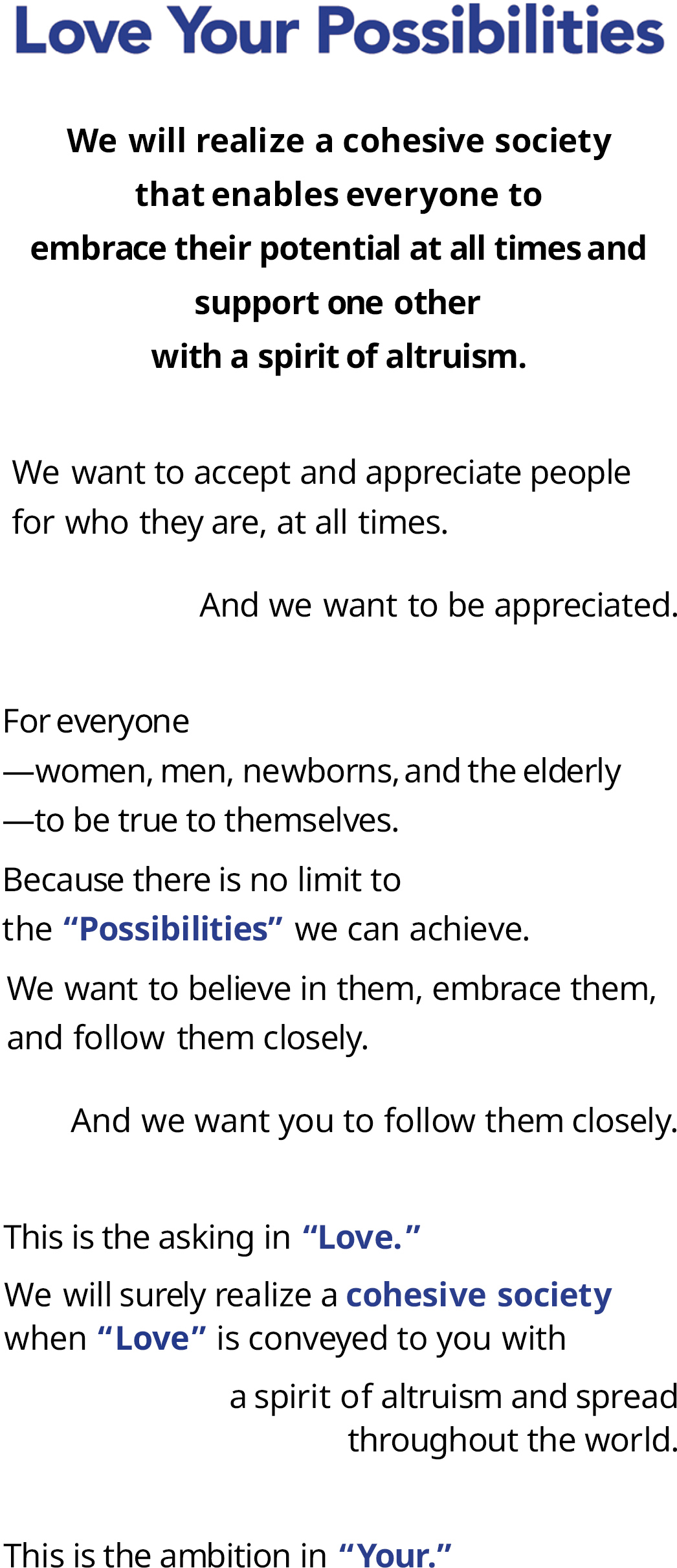 Love Your Possibilities